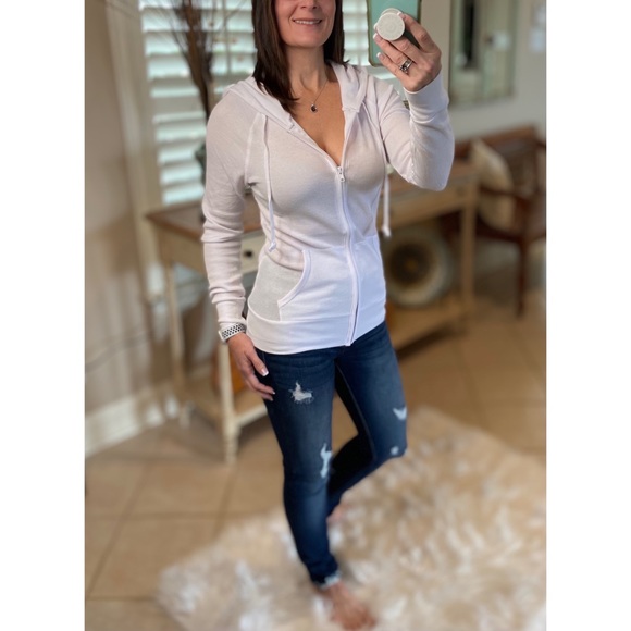 💜RESTOCK Waffle Thermal Zip Up Hoodie White 3221 - Picture 2 of 12